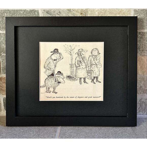 Framed Vintage New Yorker Magazine 8x10 Koren Cartoon Clipping Good Manners - Picture 1 of 3